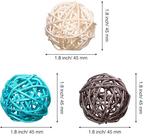 Miniatura 3 de Yaomiao 15 bolas decorativas de mimbre de ratán para manualidades, fiestas, decoración de mesa de boda, accesorios de aromaterapia, 1.8 pulgadas