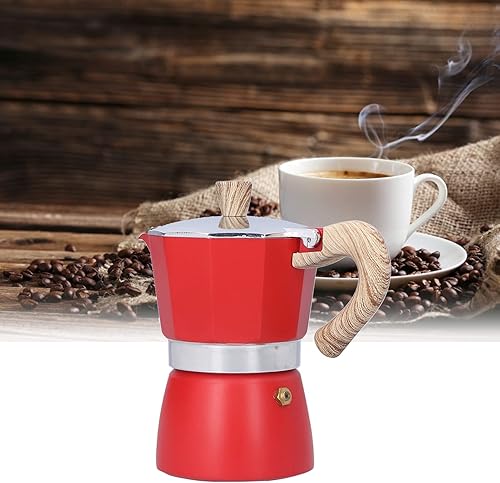 Miniatura 4 de Cafetera de café expreso para estufa, colorida cafetera cubana de 4 tazas Moka Pot Classic Italian Espresso Pot para capuchino (rojo)