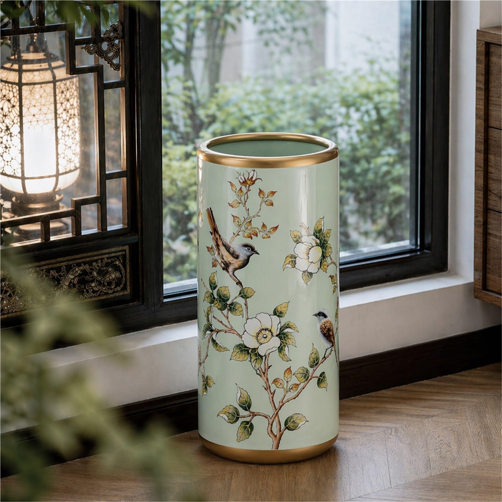 YAIUNHIQ Freestanding Umbrella Stand, Multi-Purpose Umbrella Bucket Decorative Floor Vase, Storage Holder for Umbrellas, Canes and Walking Sticks, Hallway Entryway Home Organizer