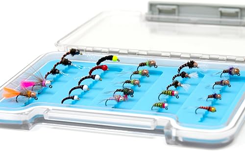 Miniatura 2 de Outdoor Planet Kit de pesca con mosca de alta calidad, surtido de moscas para pesca de lubina  Moscas secas, moscas húmedas, ninfas, tolva, caddis,
