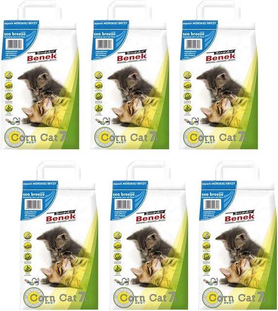 Super Benek Corn Natural Cat Clumping Litter Sea Breeze Scented 40L Antibacterial Disposable And Hypoallergenic Hygiene Granules With Smell Control Deodorant Formula Combined With 4pcs Nub Toy Balls
