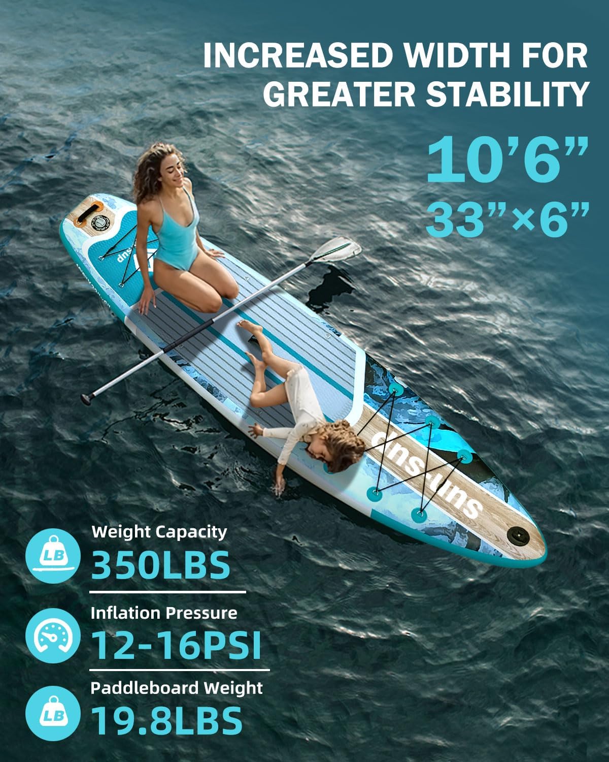 MW&QIYZN Inflatable Paddle Board for Adults, Inflatable Stand Up Paddle Boards with Premium SUP Board Accessories & Carry Bag, Wide Stance, Non-Slip Deck, Leash, Paddle