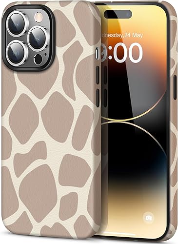 Funda magnética para iPhone 14 Pro Max, botones de aleación de zinc, funda protectora de piel sintética vegana de 6.7 pulgadas para mujeres y