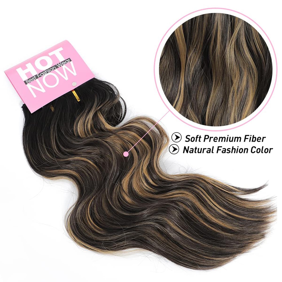 4Pcs Hair Extensions Clip in Natural Black to Caramel Blonde Hair extensions 20" Synthetic Hairpieces for Woman Ombre hair Extension Curly Wavy Hairpieces For Full Head - Image 3