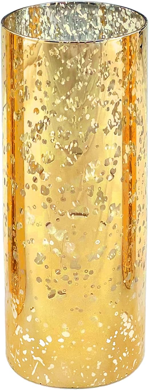 CYS EXCEL (H9.6" D4") Mercury Gold Glass Hurricane