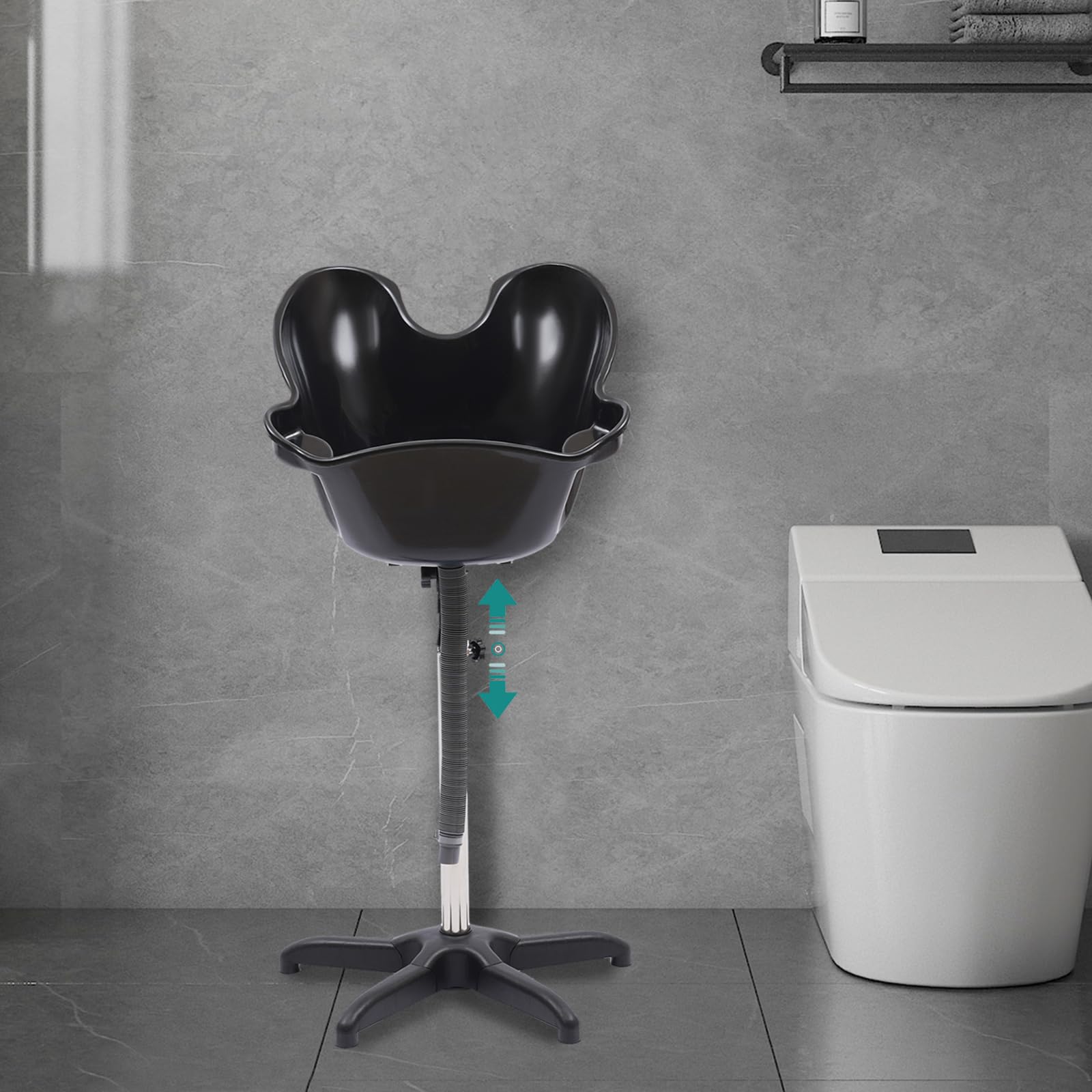 Mobiles Waschbecken, Höhenverstellbar Friseurwaschbecken, Haarwaschbecken mit Ablaufschlauch & Stützbasis, Waschbecken für Barbershop, Beauty-Spas, Haarstudios