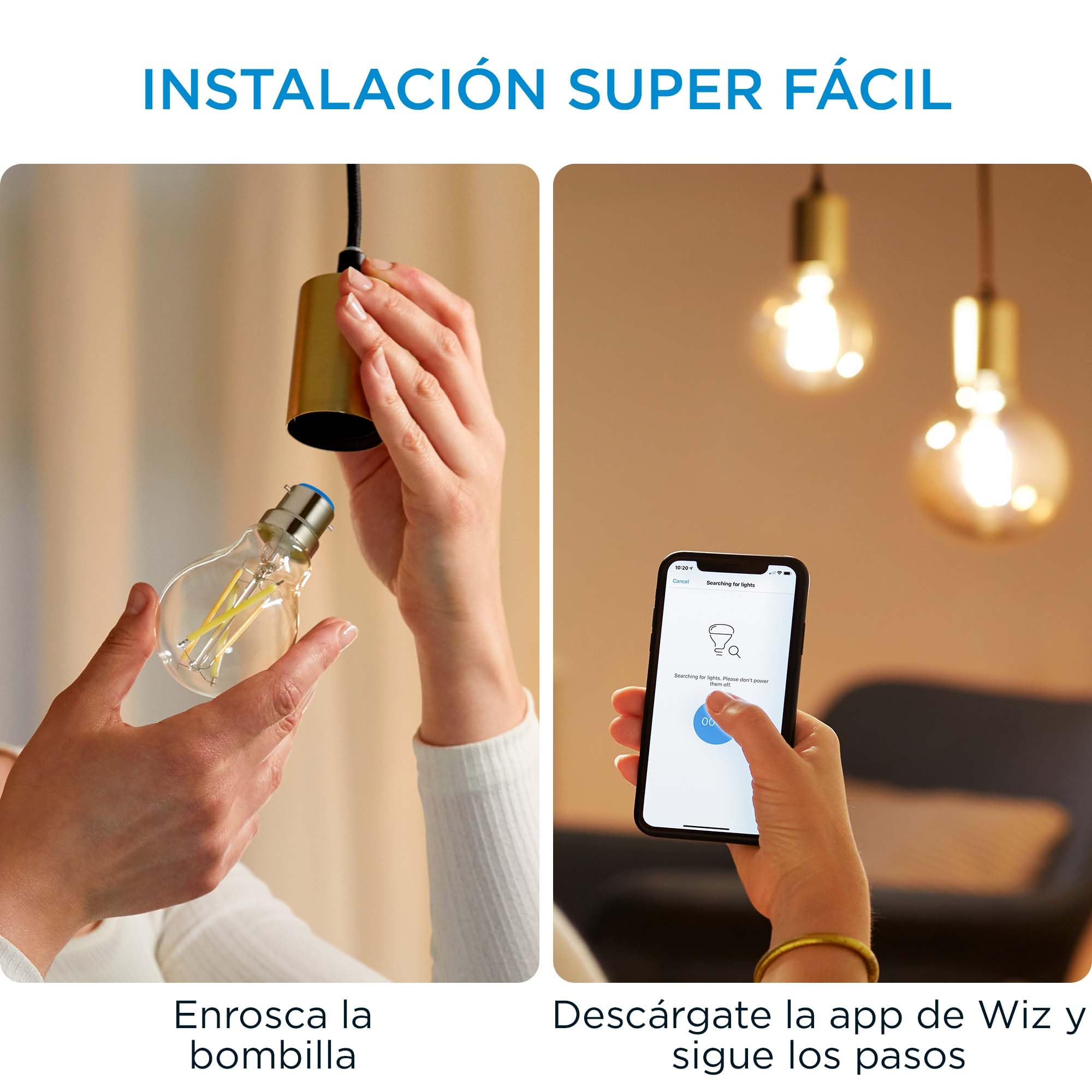WiZ - Bombilla inteligente Filamento LED Wi-Fi, 6,7w (Eq. 50w) E27 A60, Luz Blanca Cálida a Fría Regulable, con tecnología SpaceSense y compatible con Alexa y Google Home
