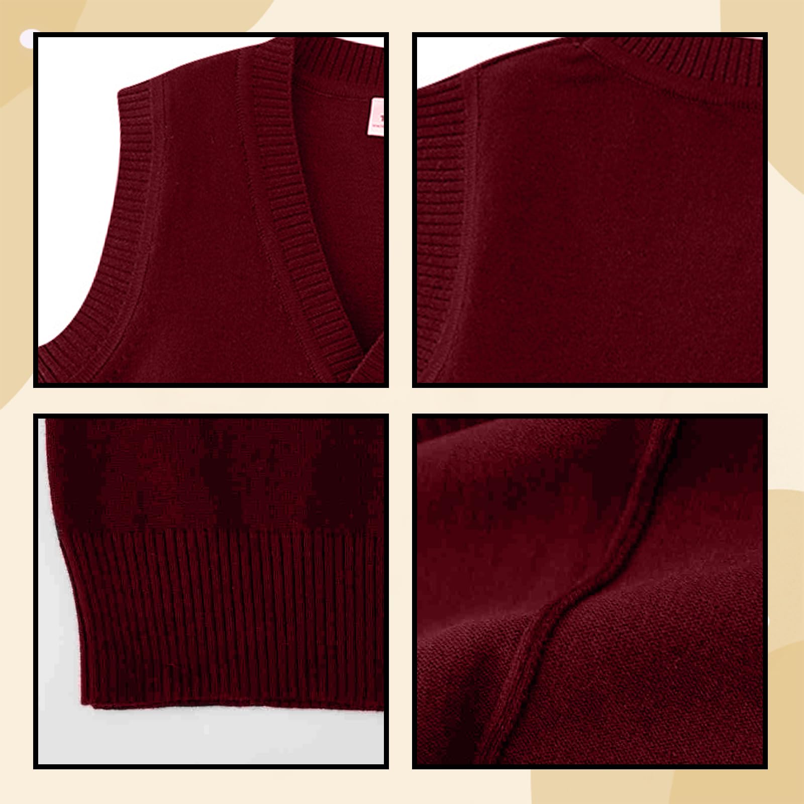 Yanmucy Gilet tricoté sans manches à col en V pour garçons et filles, uniforme scolaire, pull cardigan assorti pour enfants âgés de 5 à 14 ans