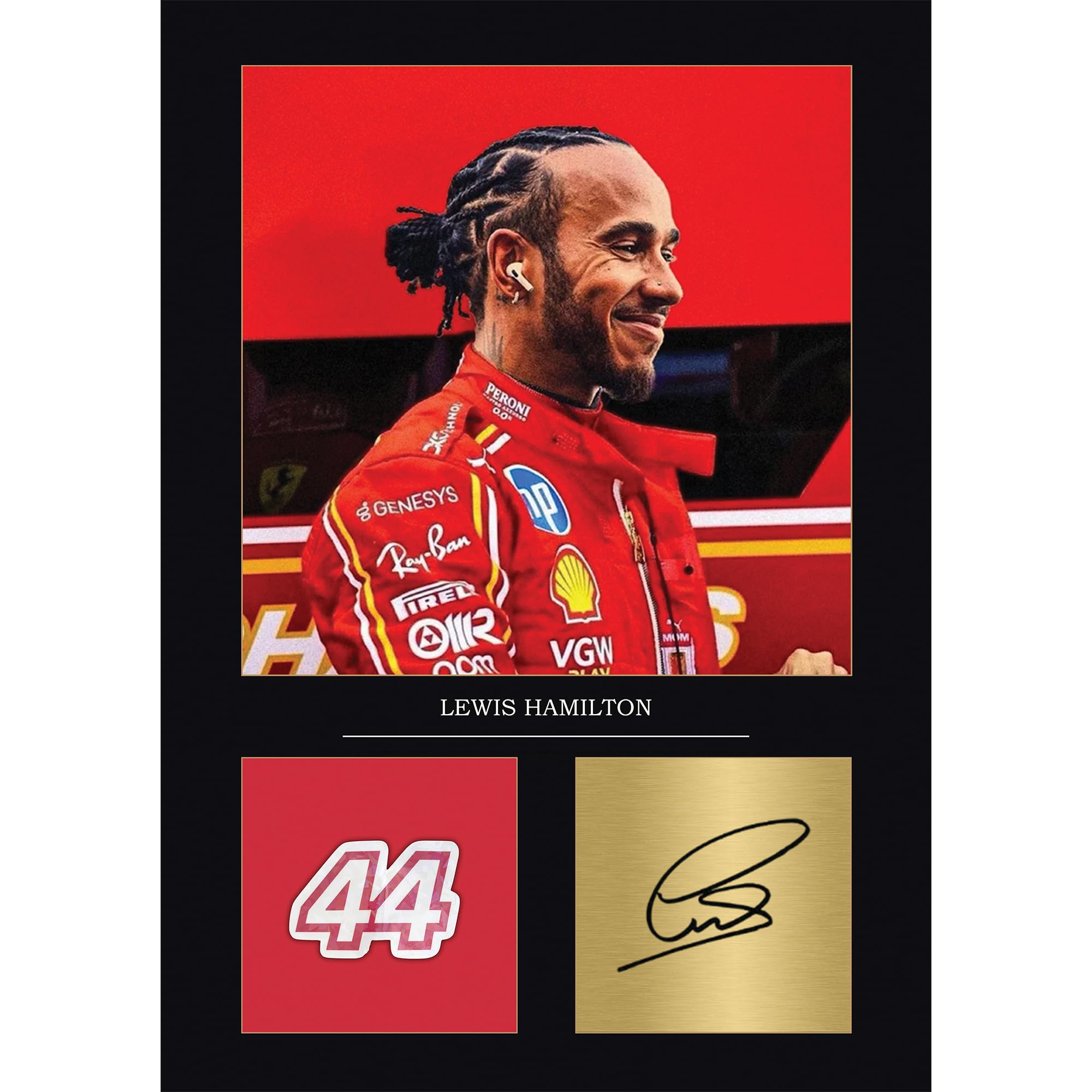 Lewis Hamilton - Stampa con autografo, formato A4, senza cornice, idea regalo per ragazzi, riprodotta digitalmente Formula 1, idea regalo F1