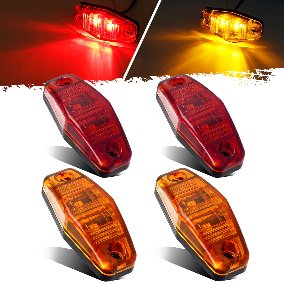 2,5 pulgadas ámbar rojo remolque marcador lateral Luces