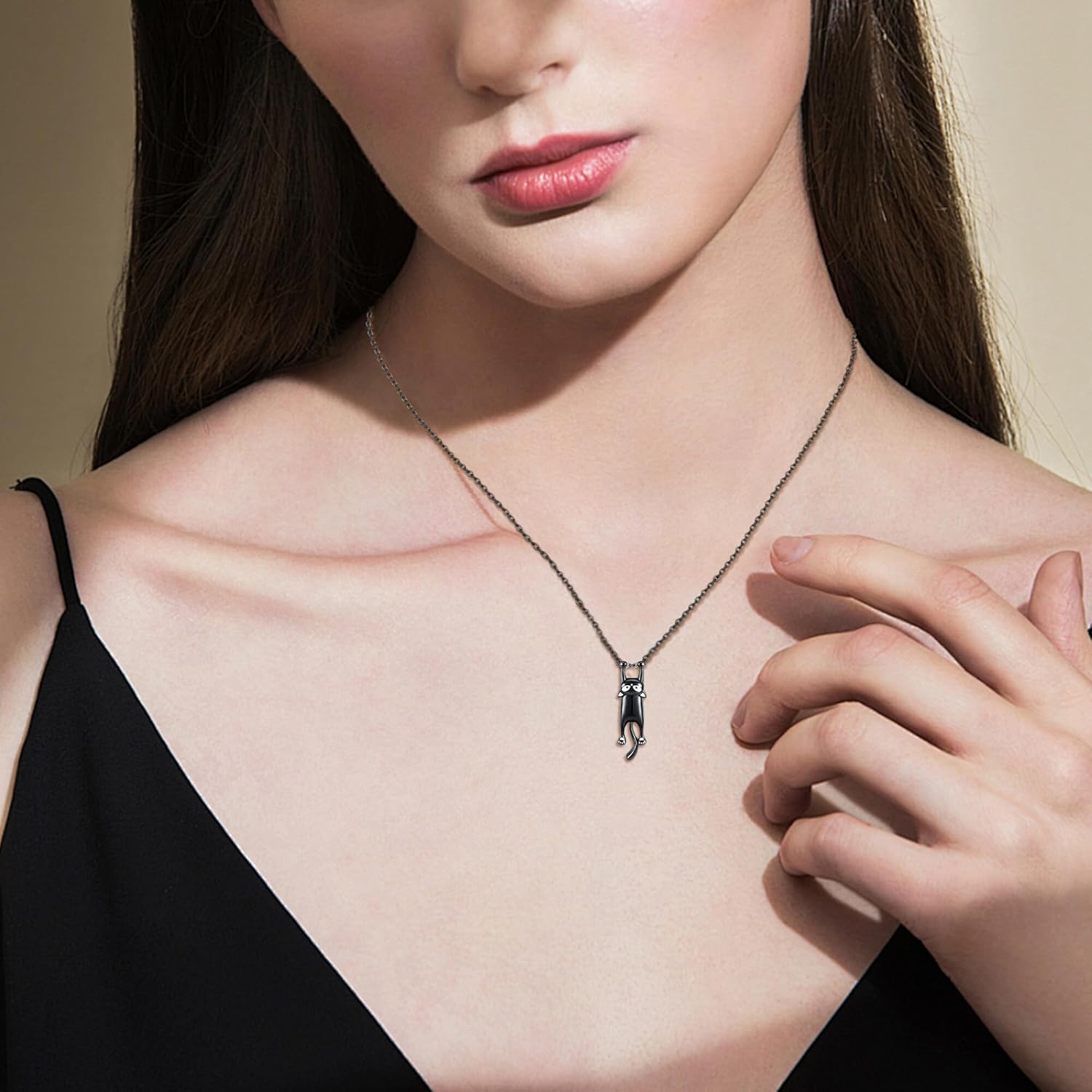 Cat Necklace 925 Sterling Silver Black Cat Pendant Necklace Animal Jewelry for Women - Image 4