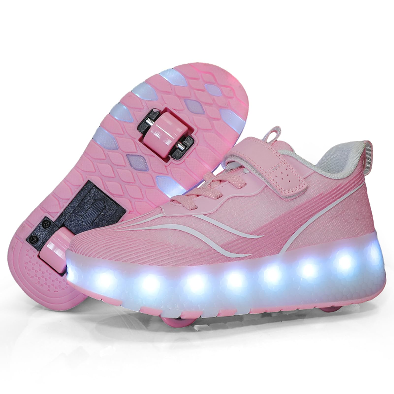 Chaussures à roulettes LED pour enfant, baskets de sport rechargeables USB