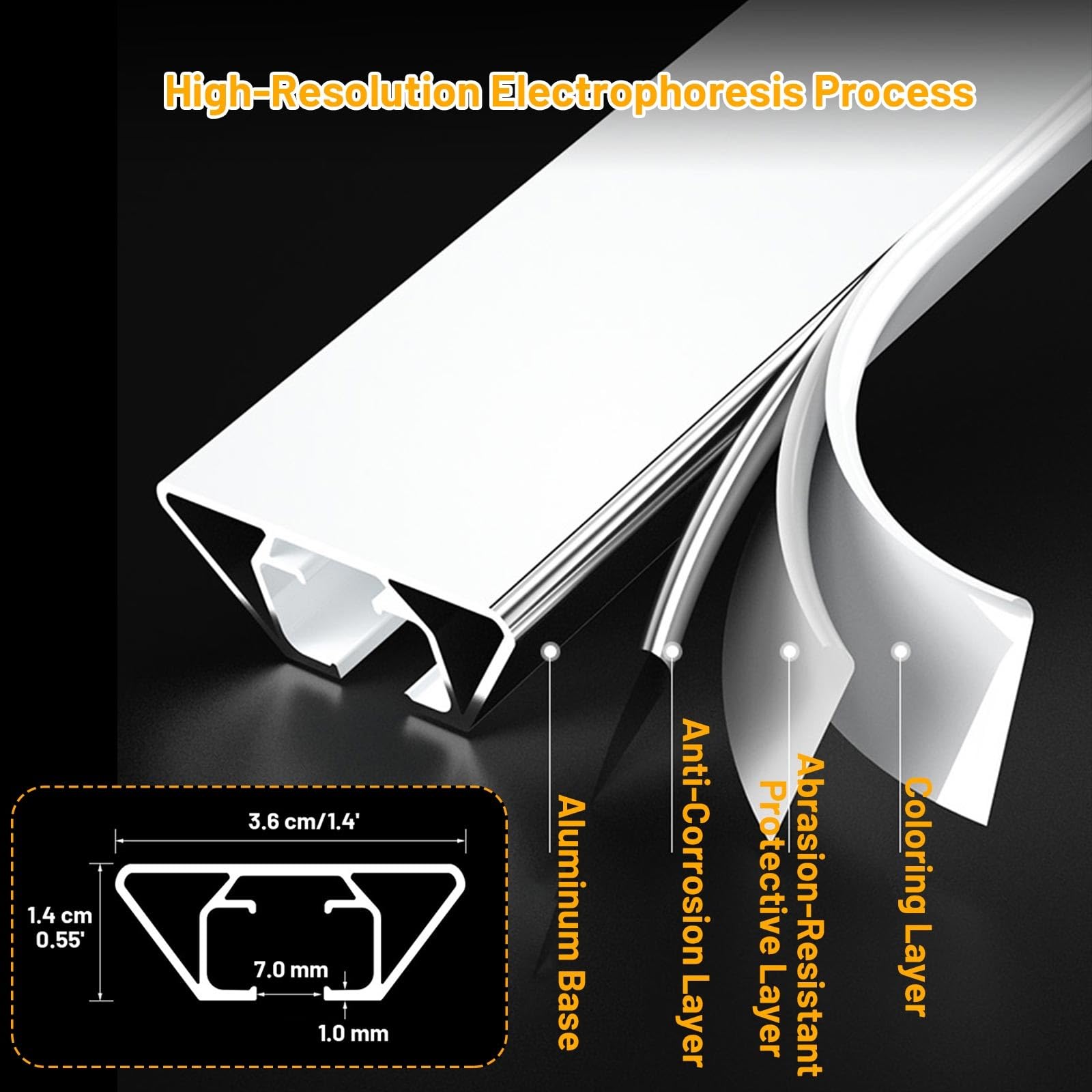 Sistema de riel de aluminio autoadhesivo para cortina de techo, silencioso, sin taladrar, para sala de estar, dormitorio, balcón, 500 cm de longitud