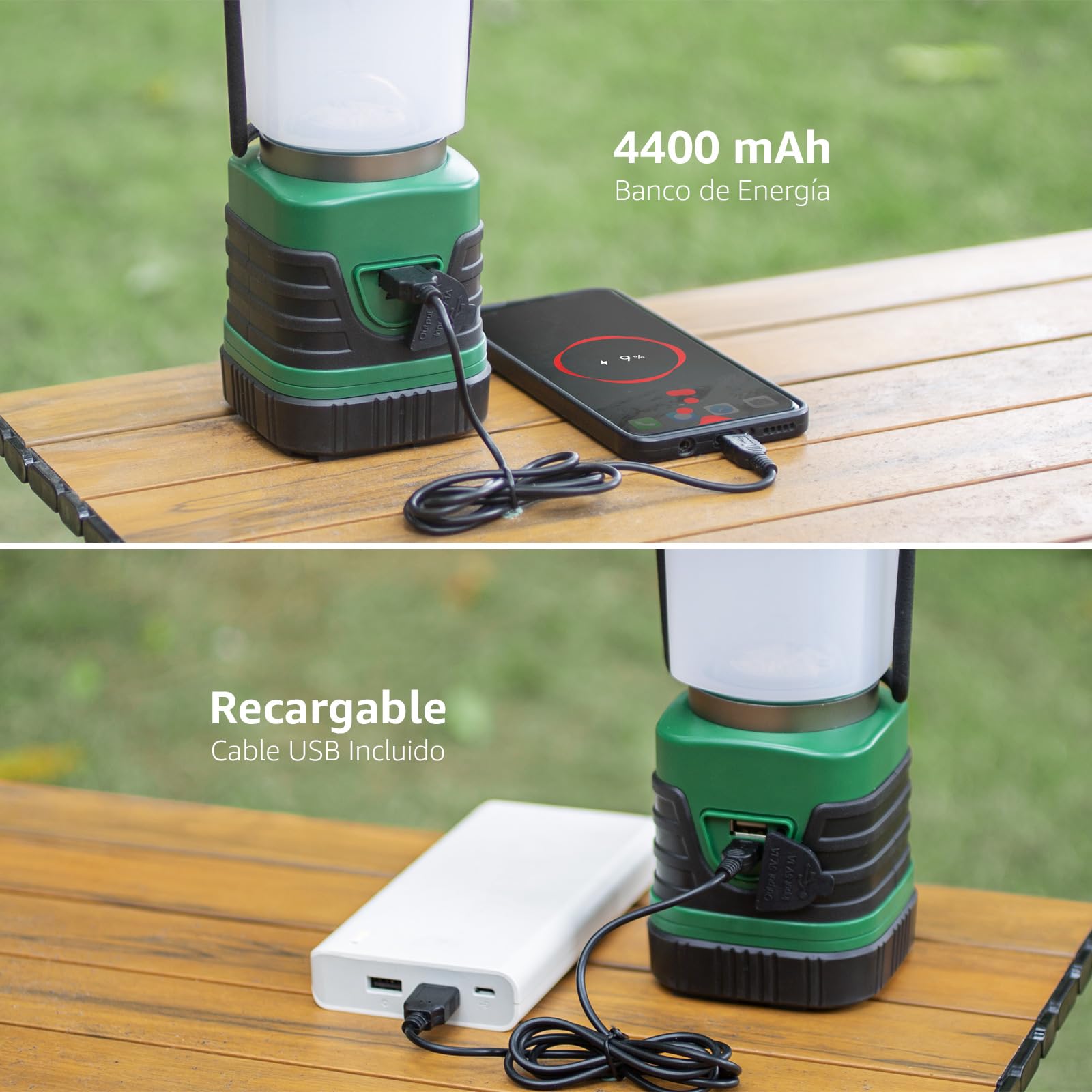 Lepro Linterna de Cámping LED Recargable USB, Farol Portátil 1000 LM de Alta Luminosidad con 4 Modos y Batería de Hasta 12h, Lámpara Impermeable IPX4 para Emergencias, Senderismo y Pesca