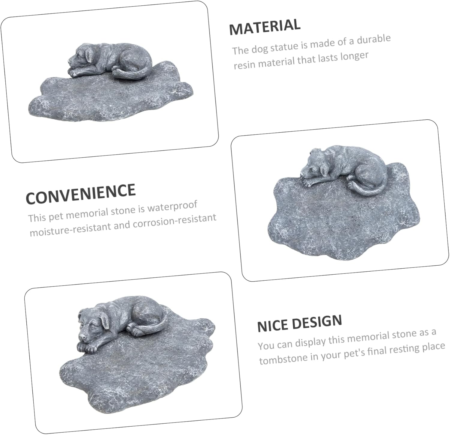 Pet Memorial Stone Resin Dog Grave Marker Figurine for Backyard Decoration and Non-deformable Thoughtful Tribute for Pet Loss for Garden Remembrance Rock Color