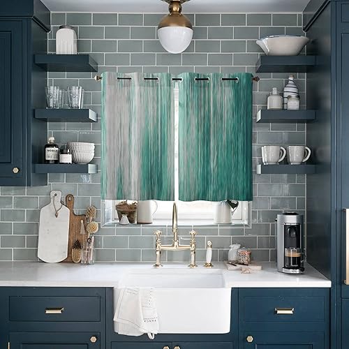 Curtains Panels for Living Room Modern Abstract Painting Vintage Green Window Curtains Light Filtering Grommet Top Drapes for Bedroom Sliding Glass