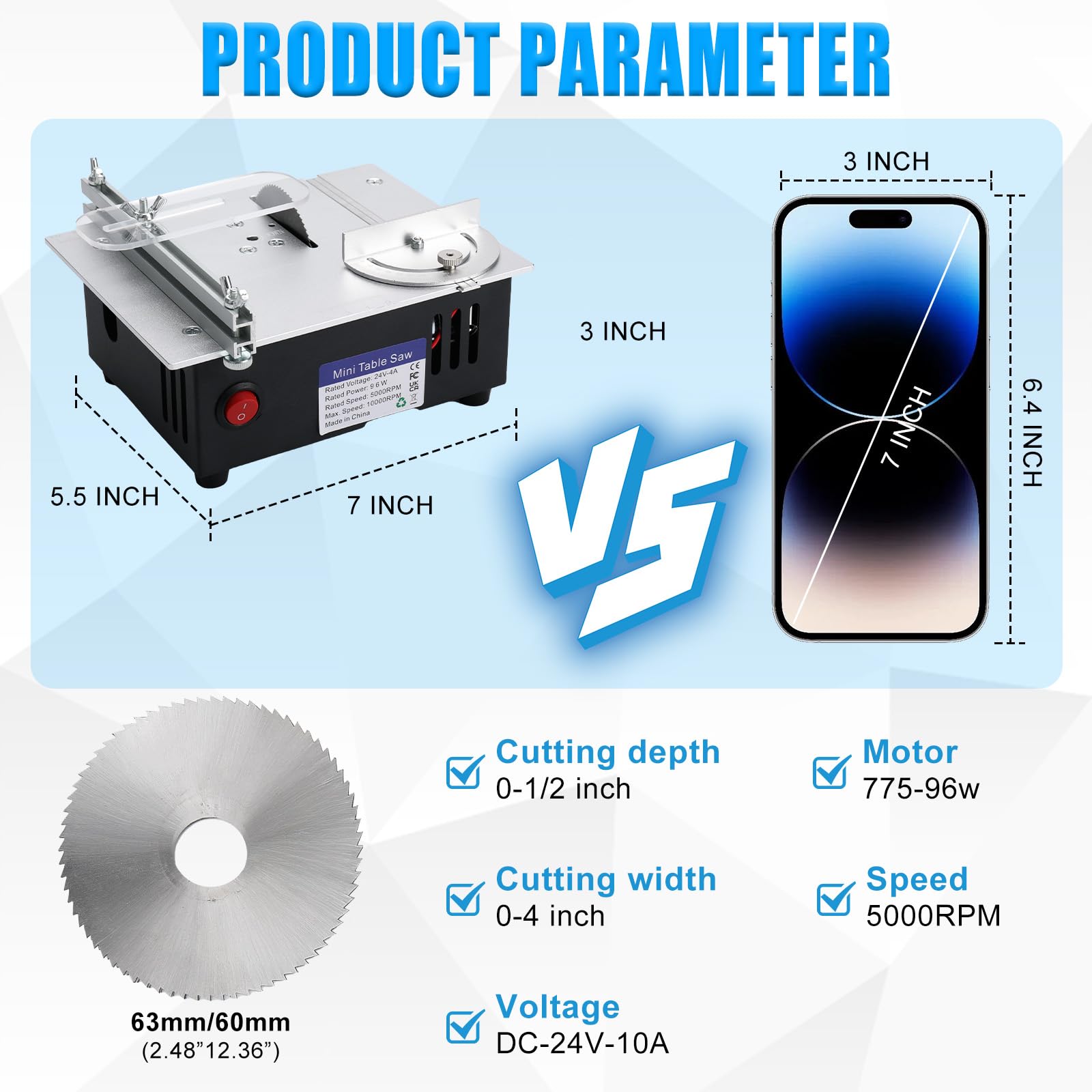 Mini Sega Circolare Da Tavolo 7 Velocità - Con 4 Lame, Altezza Regolabile 0.1-15mm, Per Modellismo E Fai Da Te - Foto 9