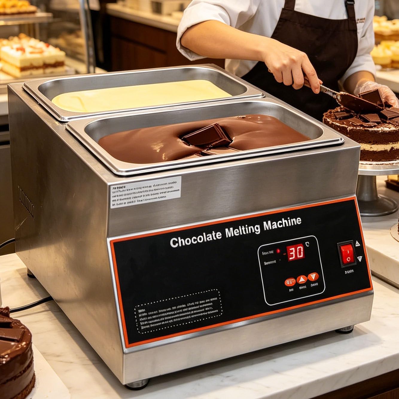 Machine à Fondre Le Chocolat éLectrique, Machine à TempéRer Le Chocolat 500 W, Format Compact, IdéAl pour Tout Plan De Travail Ou Atelier