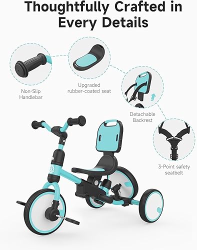 Miniatura 4 de besrey Bicicleta 5 en 1 para niños pequeños, triciclo para niños de 1 a 3 años