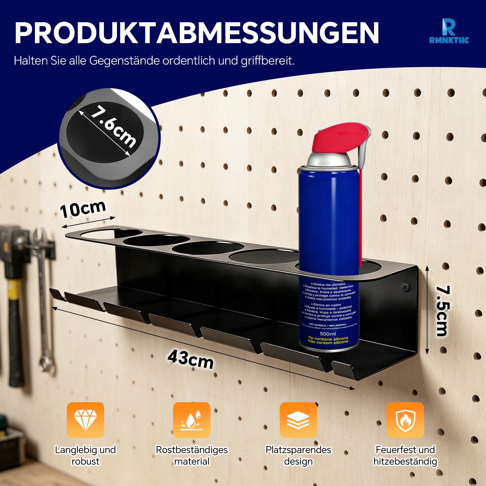 2PCS Dosenhalter für Sprühflaschen, Sprühdosenhalter aus Kohlenstoffstahl – Spraydosenhalter mit 5 Löchern & 6 Schlitzen, Sprühflaschenregal Wandregal Werkstatt für Garage und Zuhause