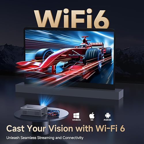 Vista 5 de Proyector 4K con Netflix y Dolby Audio, enfoque automático de 1200 ANSI y proyector inteligente Keystone Kogata 6D con aplicaciones integradas