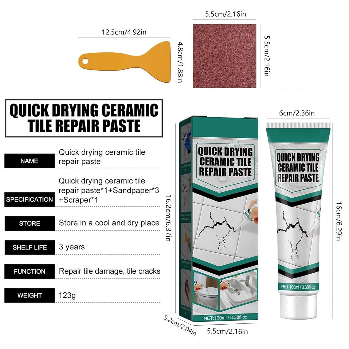 Kit Riparazione Vasca Bagno Bianco,Kit Riparazione Piastrelle Impermeabile,Ceramica Smalto Porcellana Restauro,Kit Riparazione Bagno Crepa Foro Riparazione Graffi,per Ammaccature Fori Graffi Crepe
