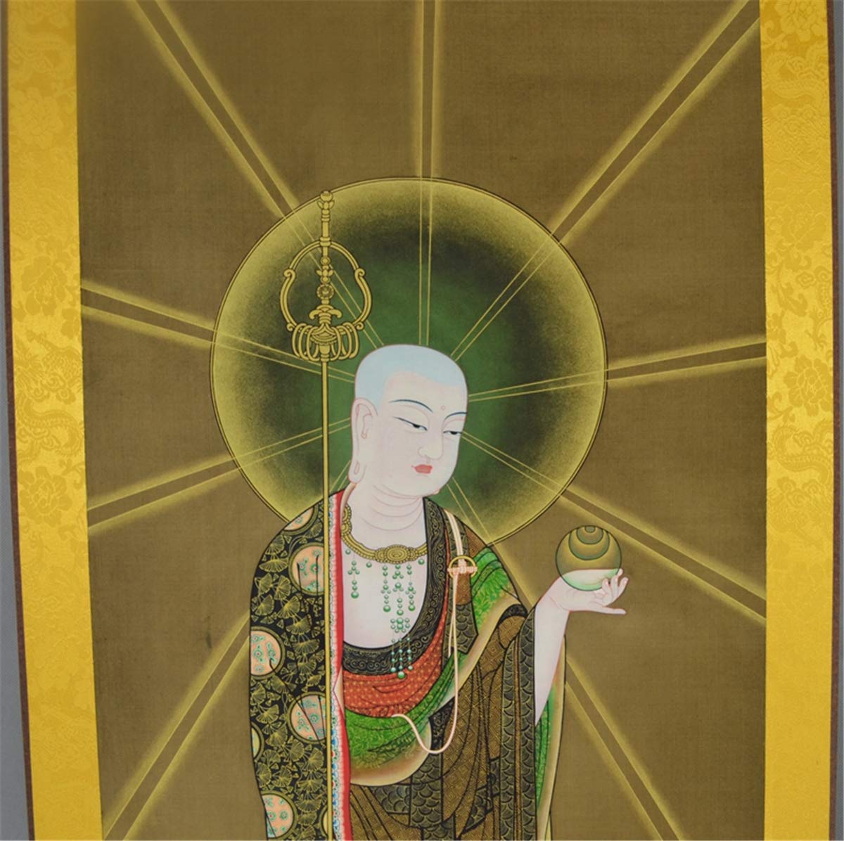 Zzooi Ksitigarbha jedwabny wiszący obraz sztuka ścienna wiszący zwój, Ksitigarbha Bodhisattva