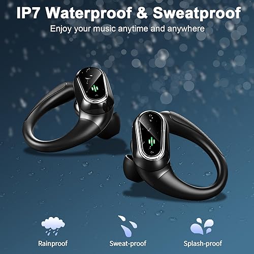 Miniatura 6 de Auriculares inalámbricos, auriculares deportivos Bluetooth 5.3 con ganchos para los oídos, auriculares inalámbricos intrauditivos con graves