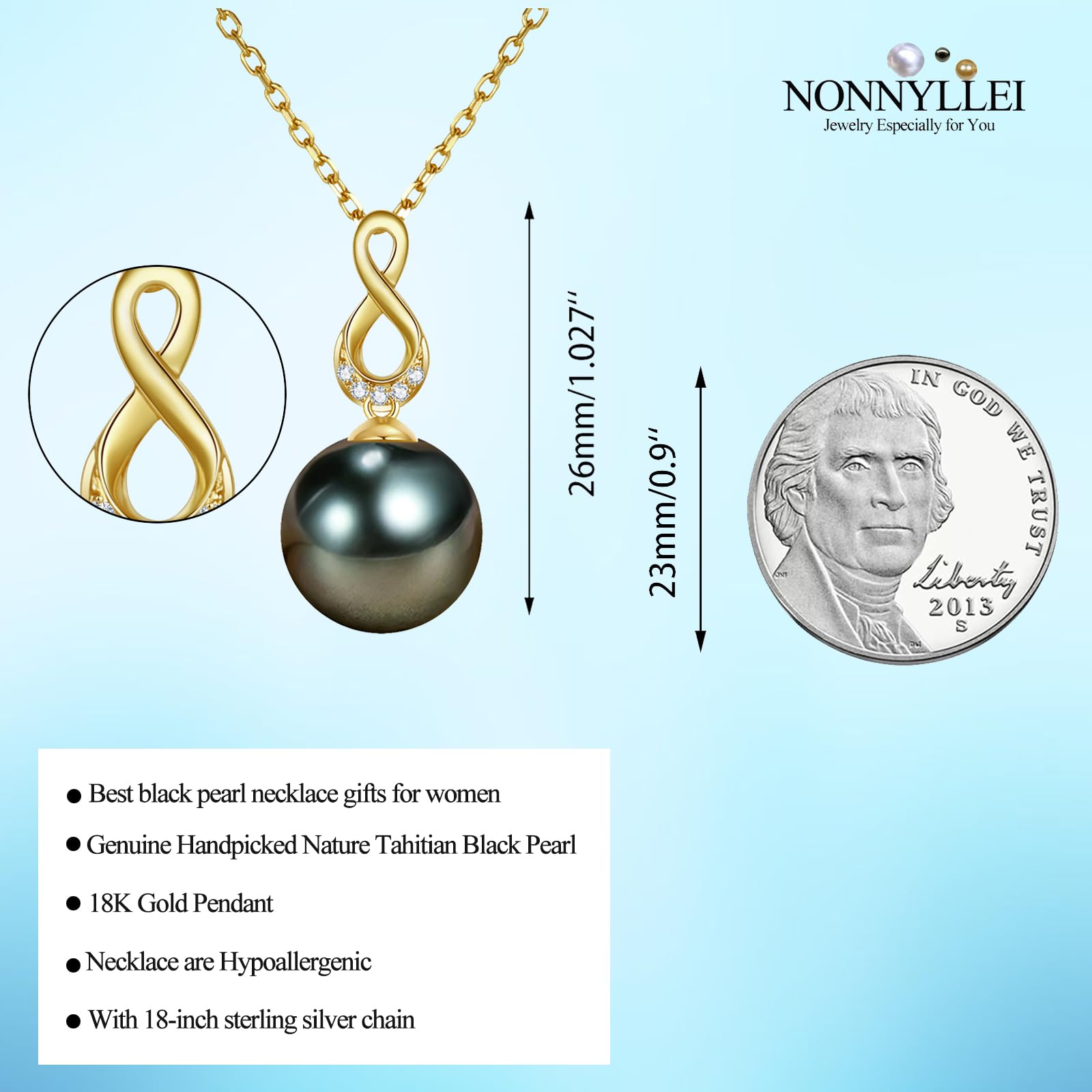 Collar de Perlas Infinitas Negras de Tahití - Regalo para Esposa, Mujeres, Aniversario, Día de la Madre, Cumpleaños, Navidad, San Valentín