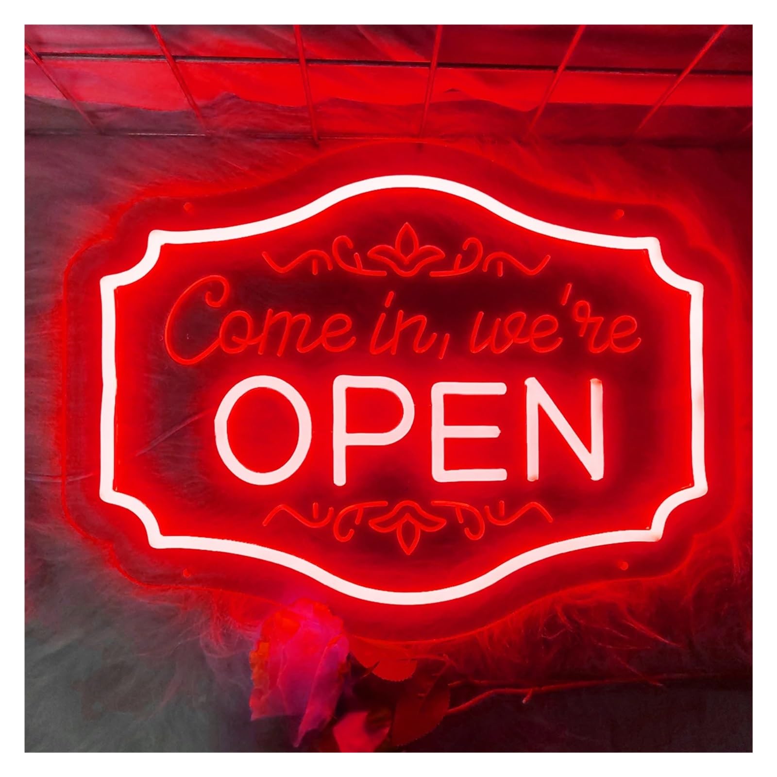 Signs Lamp Come in, We're Open Neon Sign Letter Light Dimmable USB Powered for Bar Retail Store Pub Shop Wall Decor 30cmx22cm(Red)