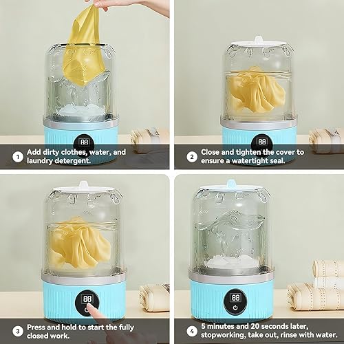 Miniatura 6 de Mini lavadora portátil para ropa interior, lavadora de ropa interior compacta recargable, pequeña lavadora de lavandería para apartamento,