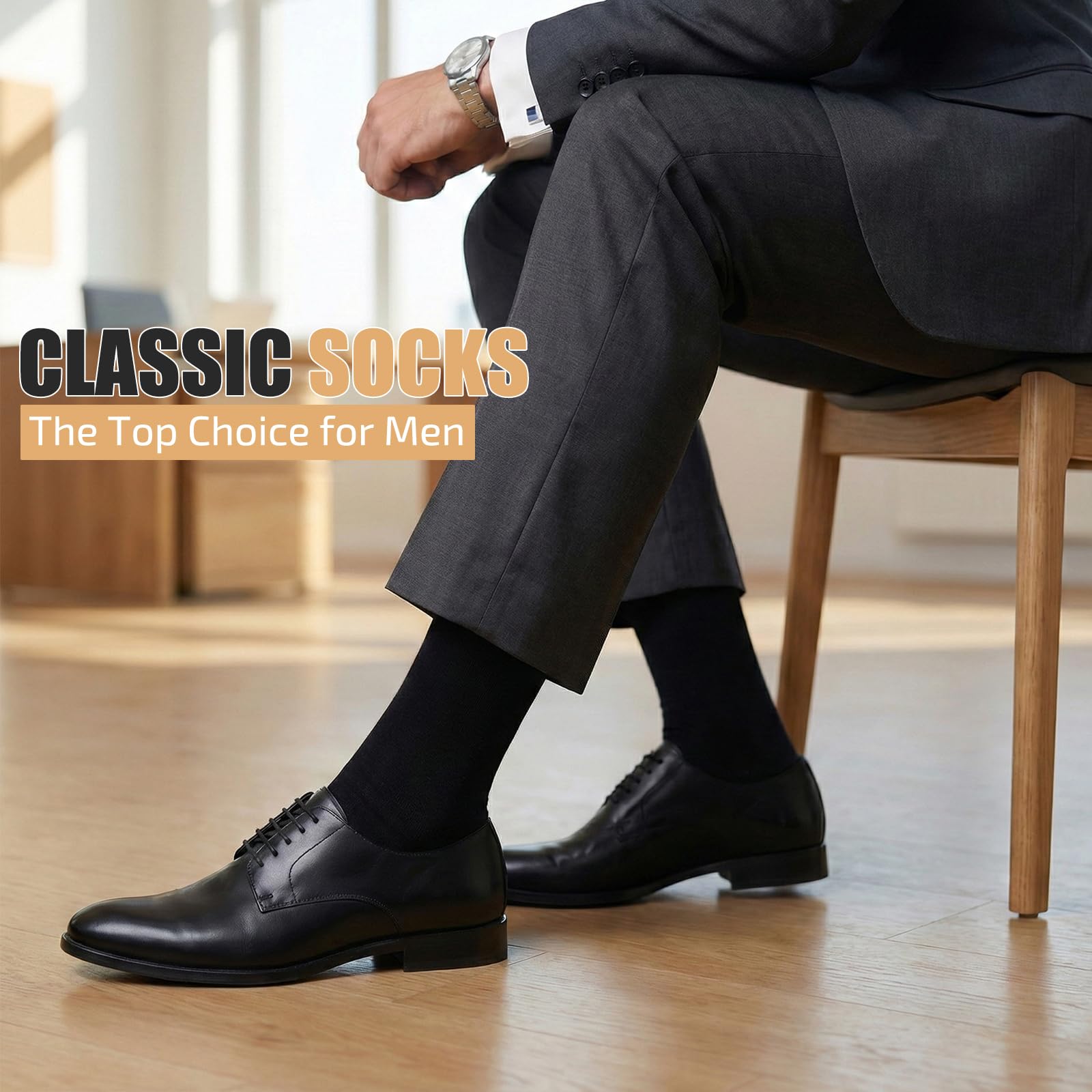 Calcetines Hombre Algodón 5 Pares - Finos Vestir Suaves, Transpirables, Cómodos y Duraderos - Uso Multiestación