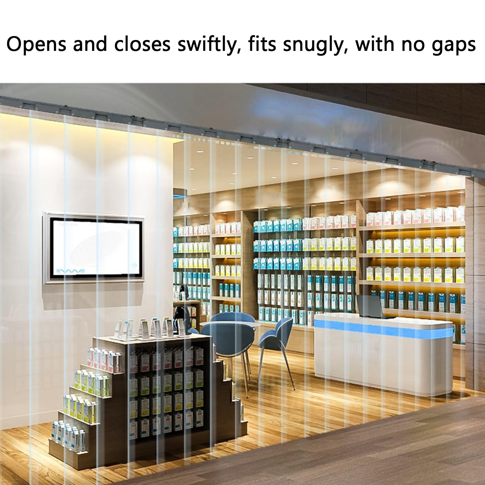 Rideaux à Lanières en PVC Ouverture et Fermeture en Douceur Rideau Porte Fenetre Plastiques Bande de Lamelle Cuisine D'entrepôt(120x230cm/47.24x90.55in)