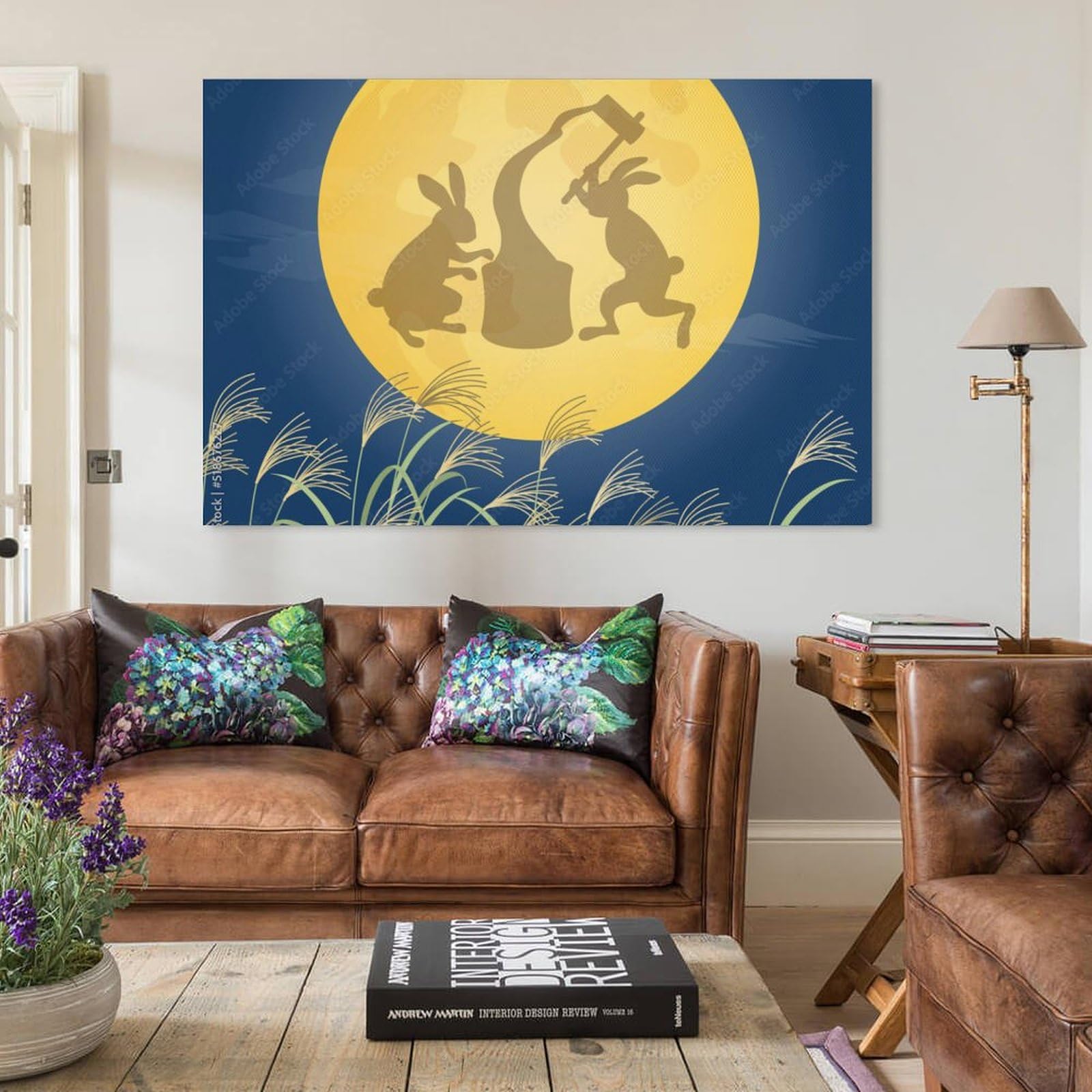 Amazon.co.jp: 月のうさぎシルエットとススキ_お月見_十五夜_ベクター