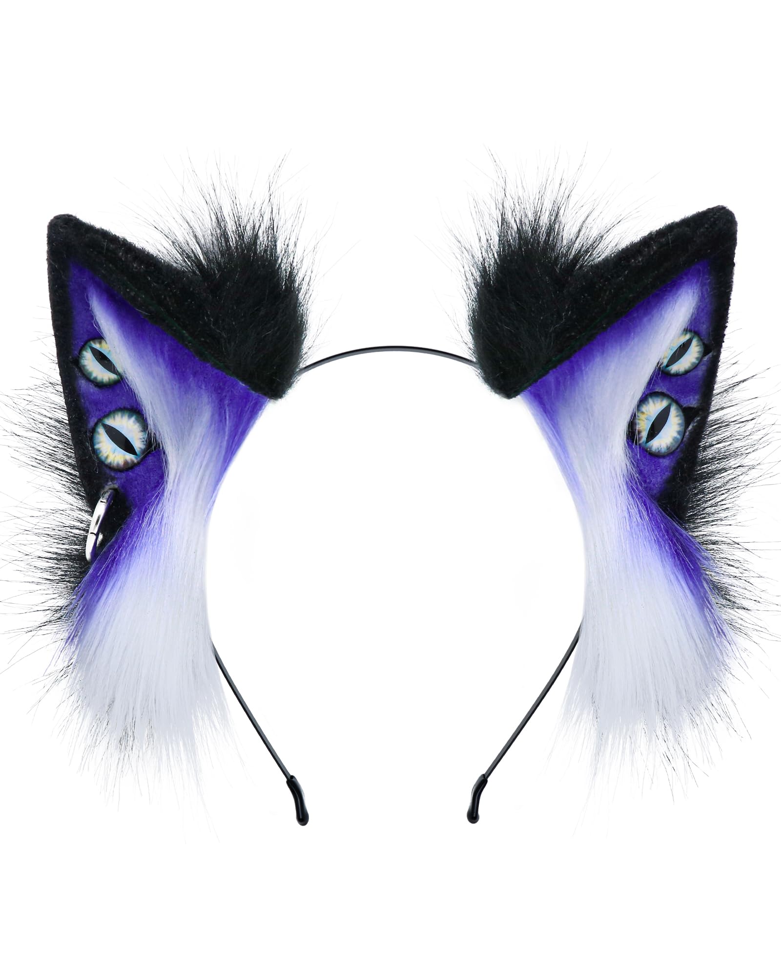 ZFKJERS Handmade Demon Wolf Ears Headband Furry Animal Ears Hairband for Costume Party, Halloween, Cosplay Accessories (Blue)
