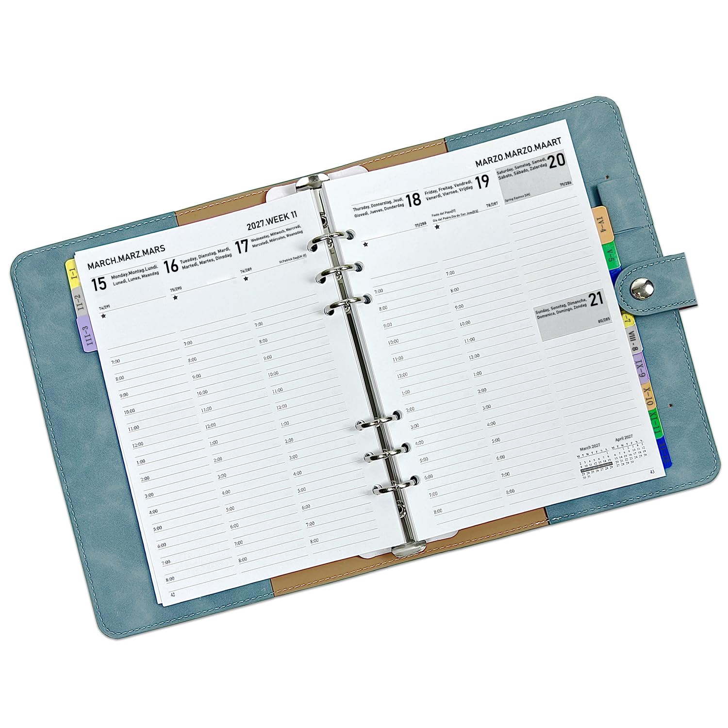 2027 Weekly & Monthly Planner Diary, A5 Refillable Organiser, Week on 2 Pages, Jan-Dec, with Tabs, Multi-Pocket, Pen Loop & Softcover — image 1
