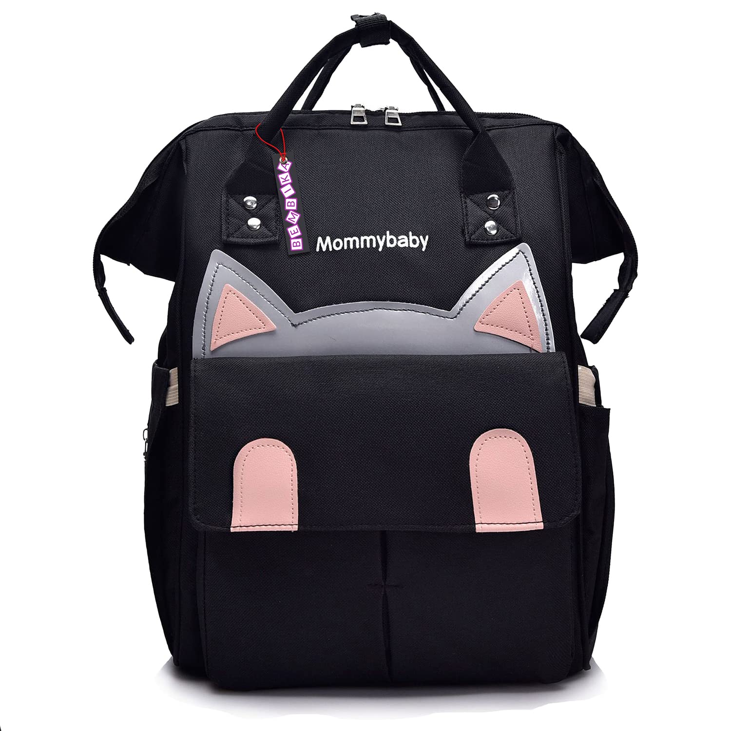 bembika Diaper Bags for Mom and Dad, Diaper Bags for mom and Baby, Mummy Bag for Multi-Function Waterproof and Large Capacity (Kitten Black)-picture-26