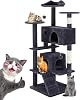 FluffyDream Cat Tree Tower for Indoor Cats, 54 Inches Multi-Level Activity Cat Tree with Sisal Scratching Posts Cat Play House Condo for Large Cat Kittens, Gray