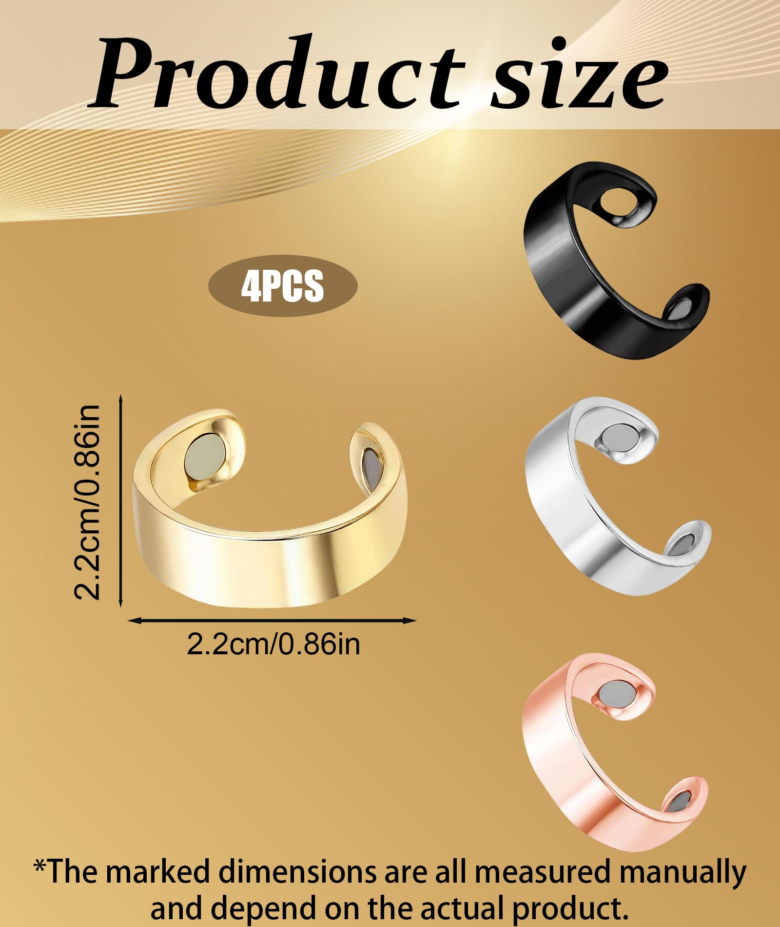 4 PCS Sugar Control Ring, Adjustable Magnetic Rings for Men and Women, Rings for Set for and Fashion - Image 2 thumbnail