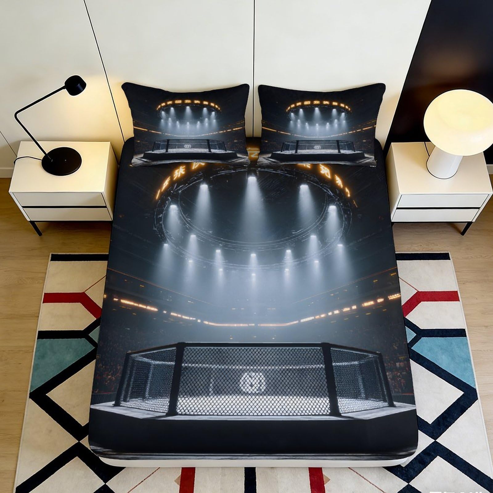 3D Printed Flame Skull Fitted Sheet Microfiber Deep Pocket Non-Slip Bedroom Bedding Flame Skull Mattress Fitted Cover Washable 140x200x25cm