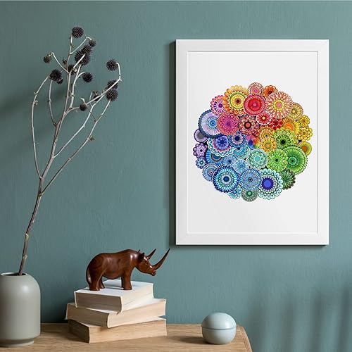 Miniatura 6 de Hibah Pintura de diamantes de imitación de forma especial 5D, flor de mandala, juego de mandala de pintura de diamante parcial (mandala 3)