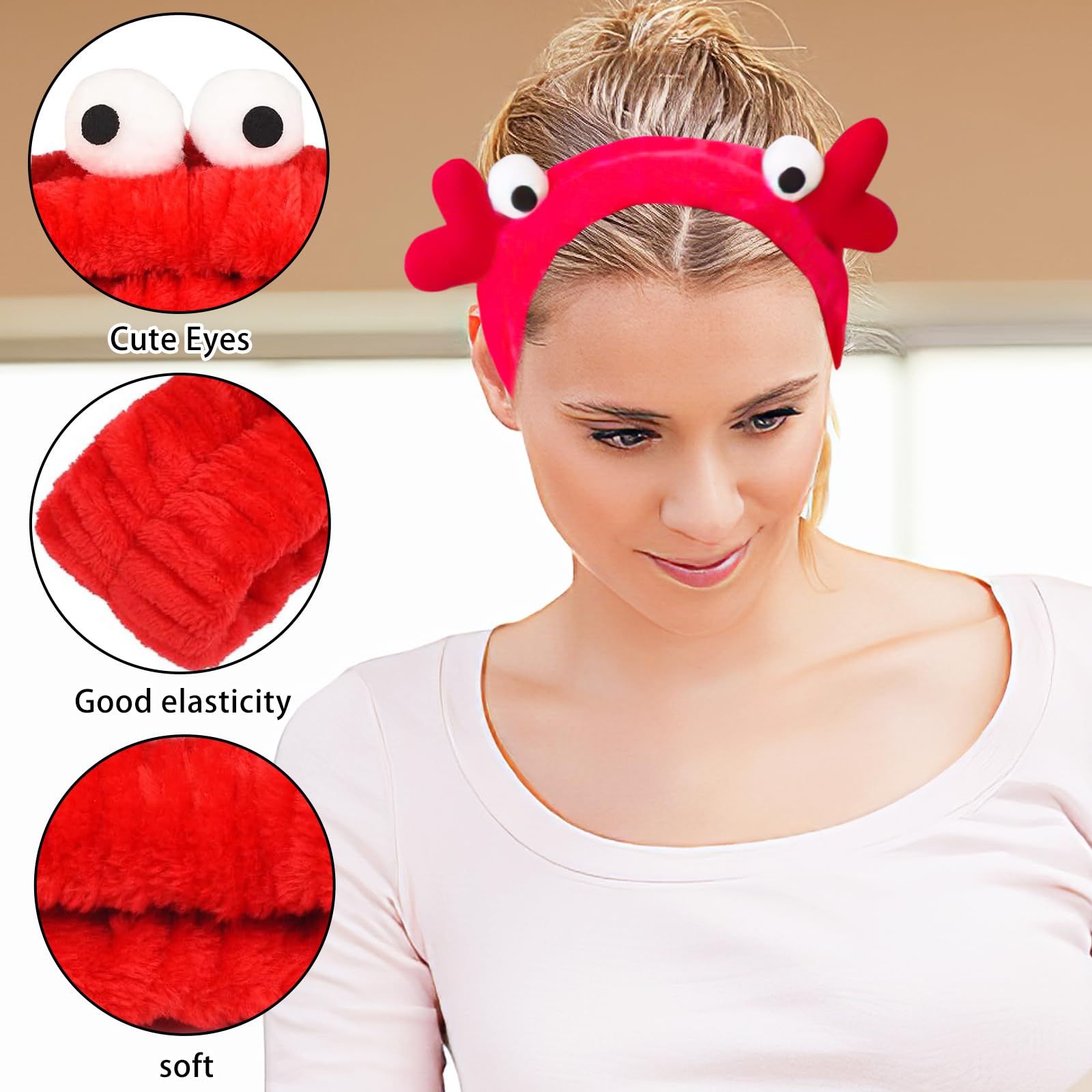 EULAPGOE Face Wash Headband, Makeup headband, 3Pcs Face Wash Wristbands - Image 4