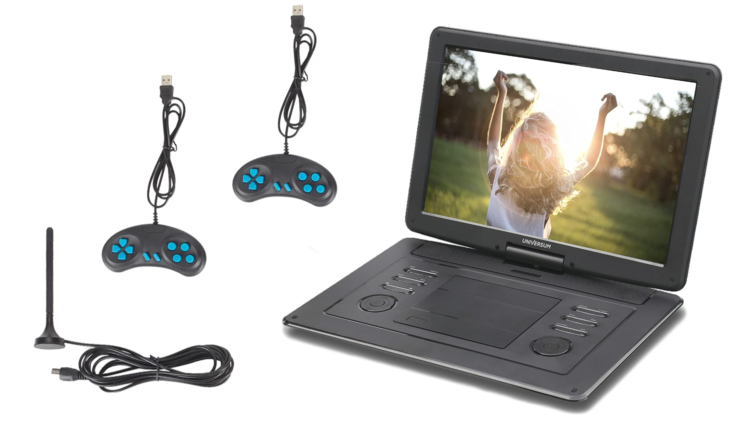 UNIVERSUM tragbarer 15.6' DVD-Player Auto DVB-T2 und 12 Volt Adapter DVD 400-20