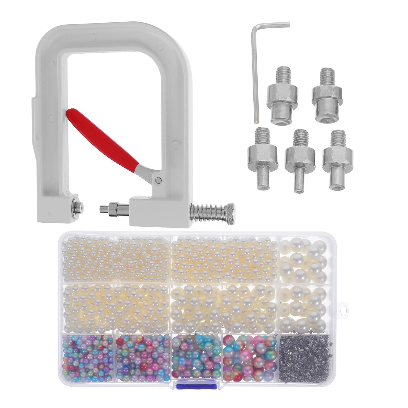WOONEKY Máquina de Engarce de Cuentas Manual para Ropa y Bolsos Prensa de Remaches y Perlas, Herramienta DIY para Embellishments Elegantes