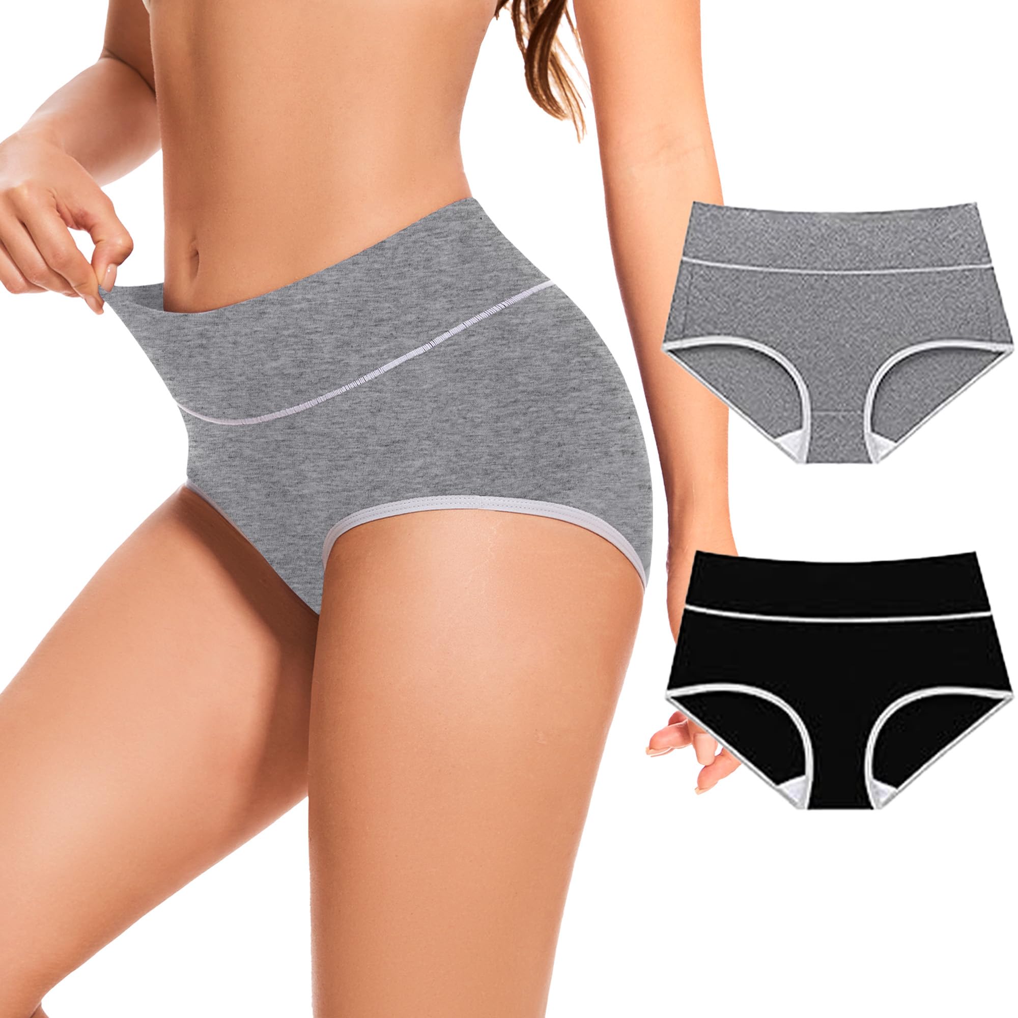 Migbean Underwear for Women Cotton Full Coverage Briefs High Waist Panties Soft Strech Ladies Breathable Panty Multi Pack