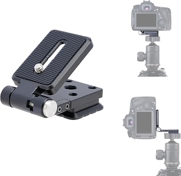 FOTGA Foldable L Bracket Quick Release Plate 90 One-Hand Press Vertical/Horizontal Switch, Arca-Swiss Compatible Camera Mount for DSLR Mirrorless, Aluminum CNC Tripod Monopod Gimbal Plate