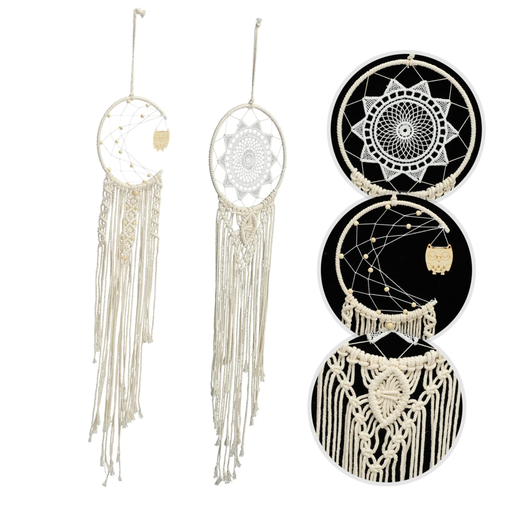 Cabilock 2piezas Macrame Woven Wall Hanging Dream Catcher De Decoración Boho para Hogar Oficina y Salas Tapestry Pendiente Artesanal para Sueños y Relax