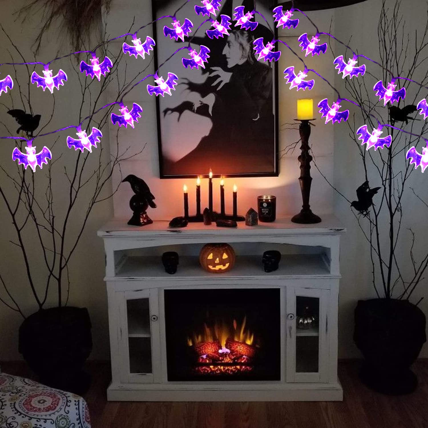 Ghirlanda Luminosa Pipistrello JOFONY Per Halloween – 20 LED, 3m, 2 Modalità, Batteria, Impermeabile IP44 - 3