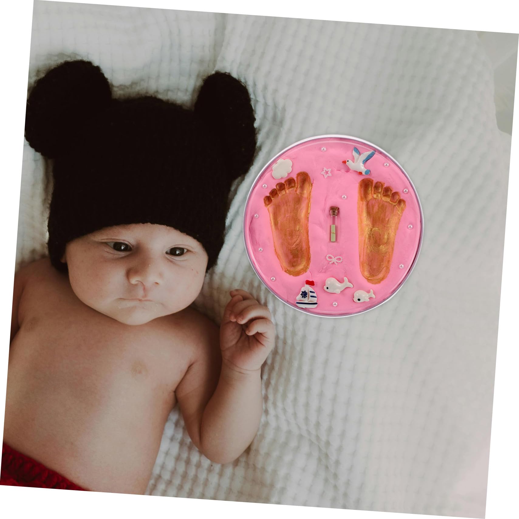 Yardwe Kit de Huellas para Ñiño, Recuerdo para Recién Nacidos, Secado sin Decoloración, Impresiones Claras y Detalladas, Adecuado para Celebraciones de 100 Días