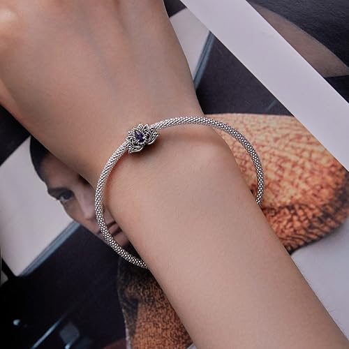 Vista 2 de Encanto de cuentas de loto de plata de ley 925 para collar de pulsera Pandora, SCC2456, Zirconia cúbica, Circonita Cúbica Sintética